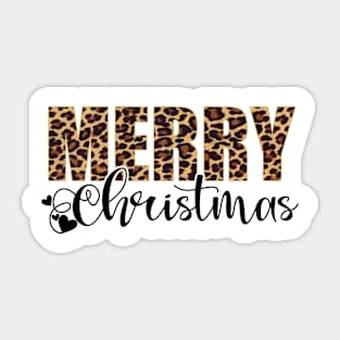 Merry Christmas Leopard Print Xmas Pajamas Women Gift Sticker